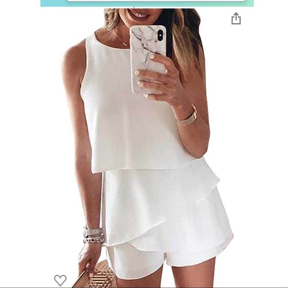 White Sleeveless Ruffled Jumpsuit